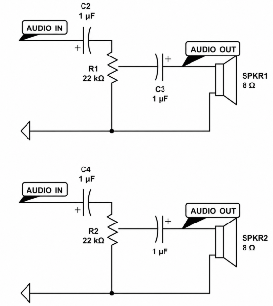Audio Coupling Circuit using Capacitors for Signal Filtering